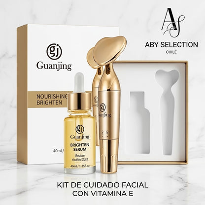 KIT REPARACIÓN FACIAL SÉRUM, VITAMINA E + MASAJEADOR